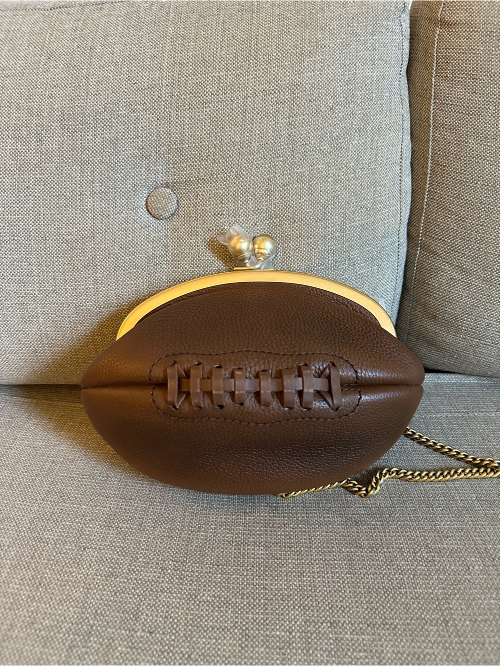 Coach Football Kisslock Frame Bag in Regenerative Leather